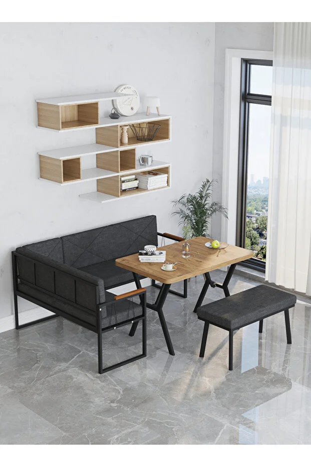 Src 70x110 Atlantik Masalı, Köşe Takımı, Mutfak, Balkon Köşe Takımı, Mutfak Masası Takımı - Antrasit